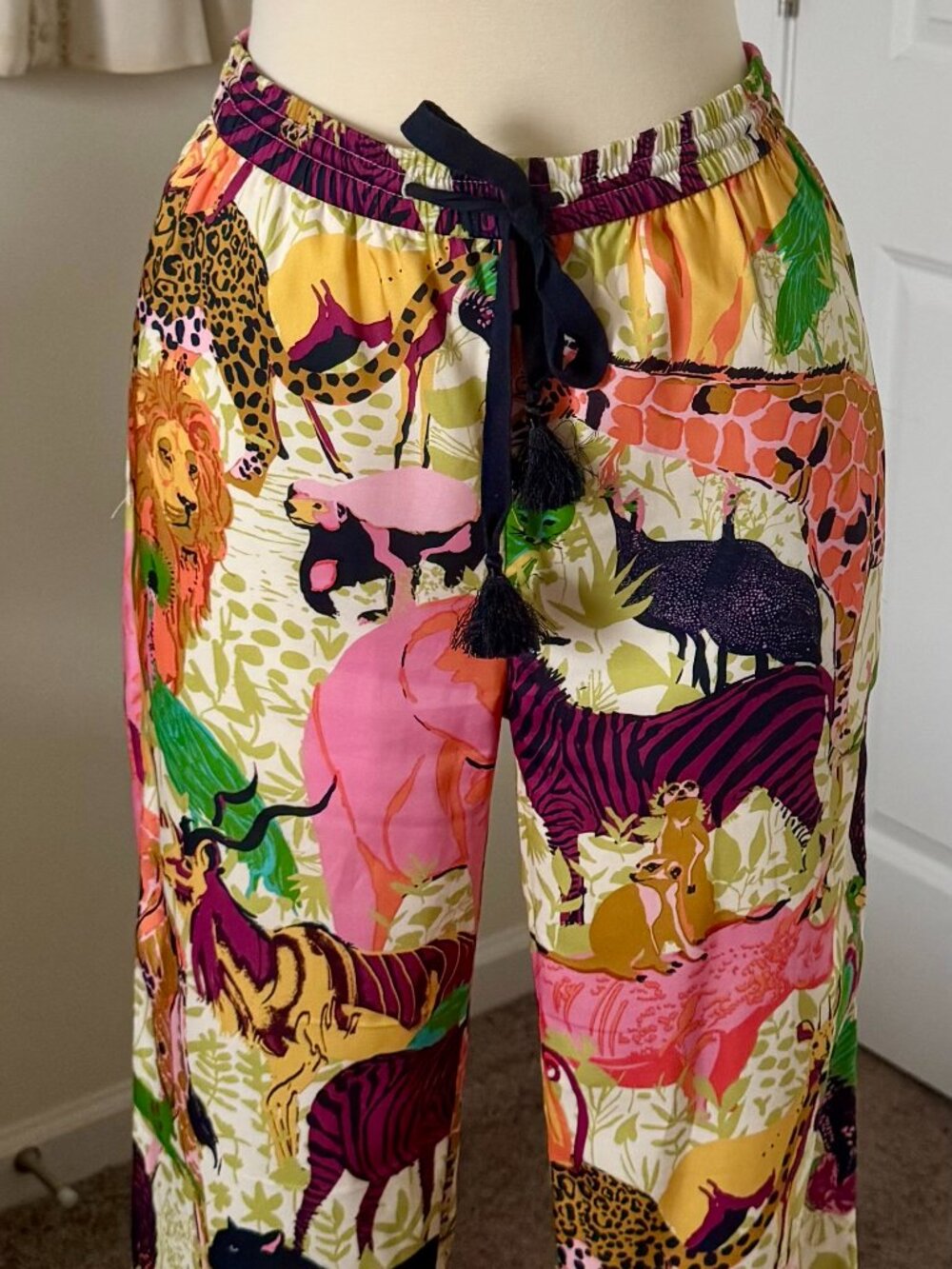 *RARE* J.Crew Size 0 Drapey Wide-leg Pant in Ratti Safari Print Elastic Waist - Picture 5 of 11